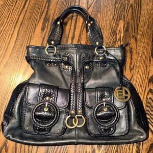 Elliot Luca Two Way Leather Bag Black Gold